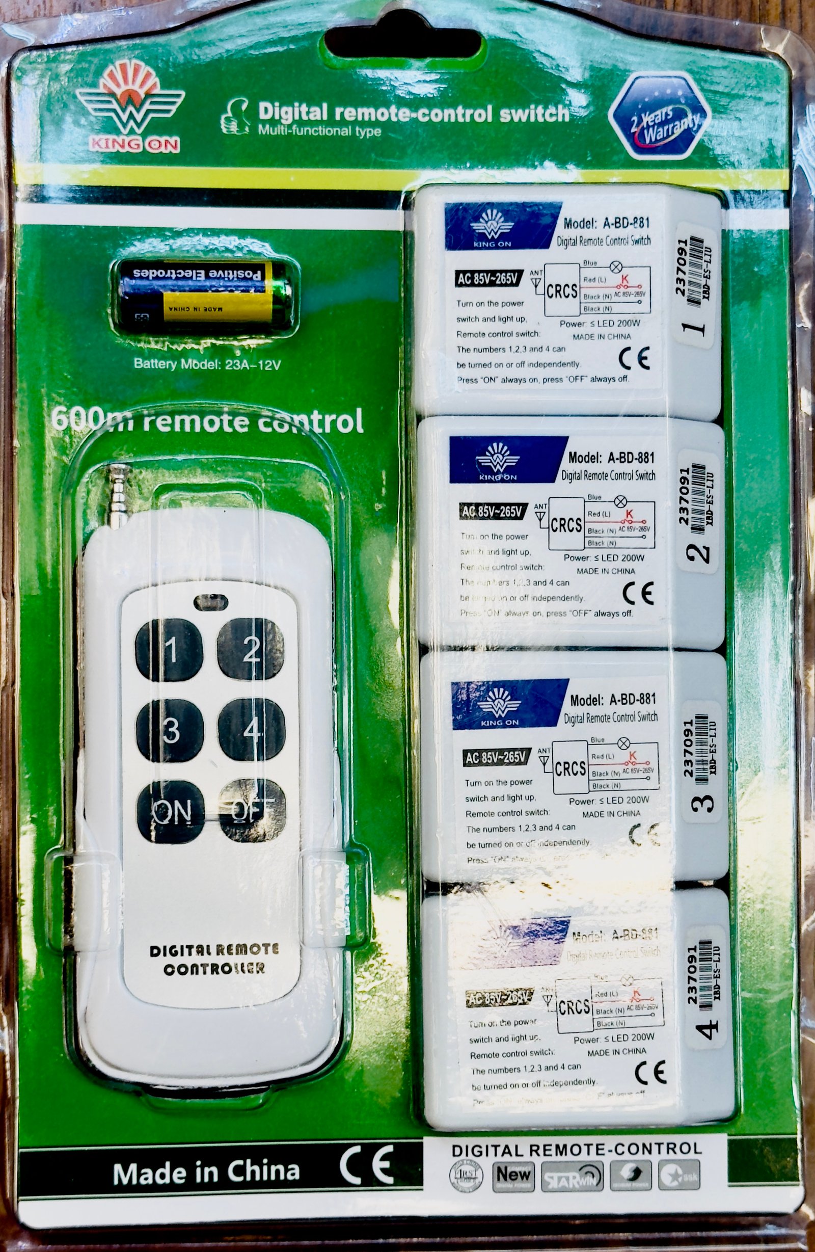 KINGON DIGITAL REMOTE CONTROL SWITCH 600M CONTROL